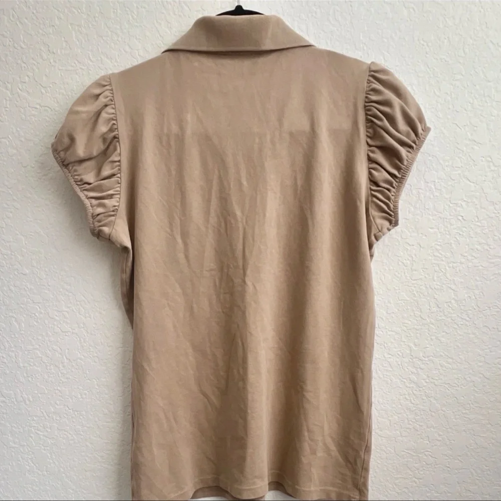 VTG Burberry Ruched Button Down Polo - Picture 2 of 8